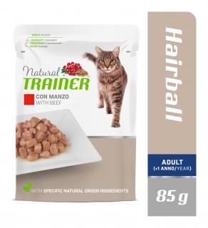 Kapsička Natural Trainer Cat Adult HAIRBALL hovězí 85 g