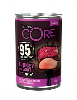 Konzerva Wellness CORE 95 Dog krocan a koza 400 g