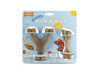 Nylabone hračka Gourmet Puppy kost příchuť slanina a burákové máslo 2 ks