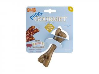 Nylabone hračka Gourmet Puppy kost příchuť slanina S