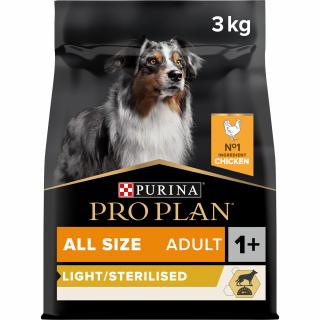 Pro Plan Dog Light/Sterilised Adult All Sizes kuře 3kg