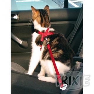 Trixie Postroj do auta pro kočku 20-50 cm, červený
