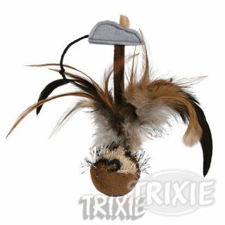 Trixie Squieky míček s peřím a myškou 15 cm