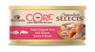 Wellness CORE Signature Selects Flaked Skipjack Tuna with Salmon Entrée in Broth 79 g
