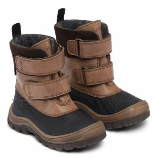 Bundgaard dětské zimní kožené boty zateplené jehněčí vlnou - Alex II Tex BG303280-218 30, Hnědá