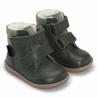 Bundgaard dětské zimní kožené boty zateplené ovčí vlnou - Rabbit Strap BG303069G-653 21, Zelená