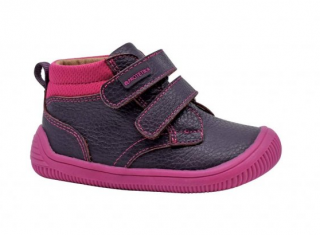 Celoroční kožená kotníčková barefoot dětská obuv Protetika FOX Purple 33, Růžová