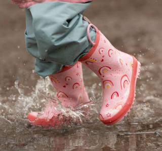 Děstké holínky Jan & Jul Puddle-Dry Pink Rainbow 25