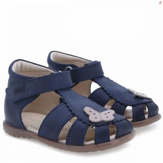 Dětské kožené sandálky EMEL E2183-16 Modrá s motýlkem 18, Modrá