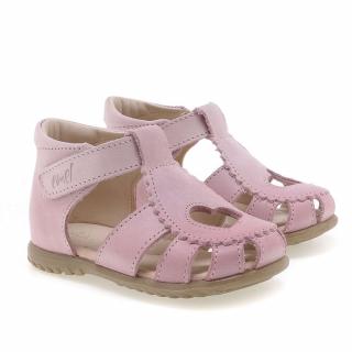 Dětské kožené sandálky EMEL E2183A-3 Růžová srdíčko 21, Růžová