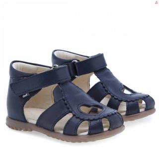 Dětské kožené sandálky EMEL E2183A-6 Modrá srdíčko 18, Modrá