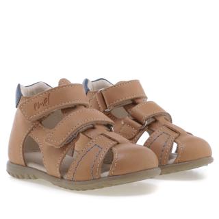 Dětské kožené sandálky EMEL E2437-22 Hnědá 19, Hnědá