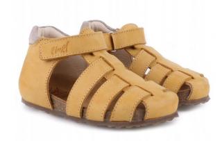 Dětské kožené sandály Emel E2664-16 Žlutá 26, Žlutá