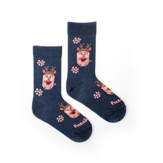Dětské ponožky Fusakle Prasátko v zimě 19 - 22, Modrá