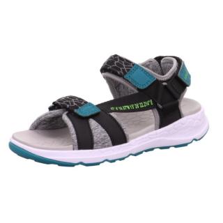 Dětské sandály Superfit CRISS CROSS 1-000580-0000 Černo Zelená 32, Černá