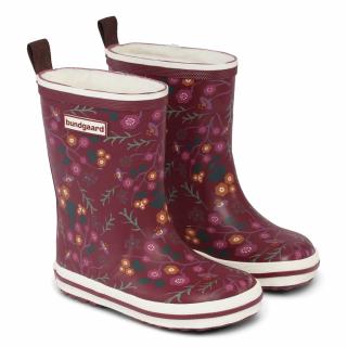 Dětské zateplené holiny/sněhule Bundgaard (BG401033) - Classic Rubber Boot Winter - Zimní květy 35, Vínová