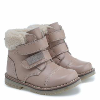 Dětské zimní kožené boty s membránou a ovčí vlnou Emel EV 2448C-1 Písková 26, Písková