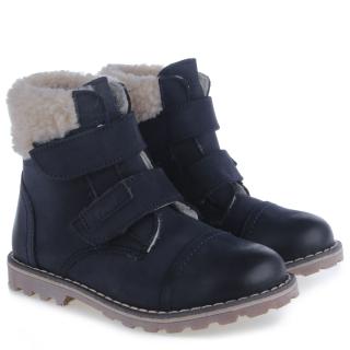 Dětské zimní kožené boty s membránou a ovčí vlnou Emel EV 2448C-5 Černá 29, Černá