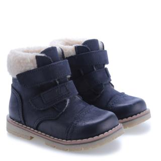 Dětské zimní kožené boty s membránou a ovčí vlnou Emel EV2447C-5 Černá 21, Černá
