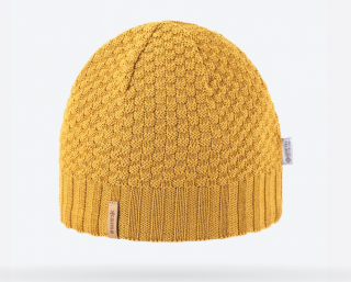KAMA Pletená Merino čepice AW63 102 Žlutá UNI (obvod hlavy 54-62 cm)