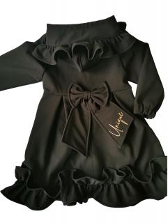 Softshellový kabátek - dlouhý UNIQUE girl černý s volánem 86/92, Černá