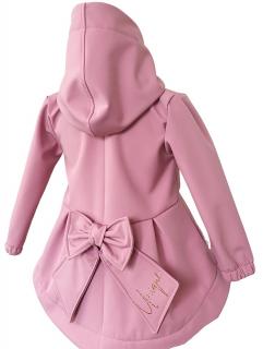 Softshellový kabátek -  dlouhý UNIQUE girl pudrová růžová 134/140, Růžová