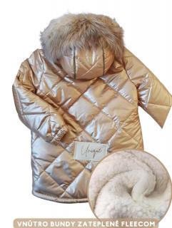 UNIQUE zimní bunda zateplená fleecem - zlatá 104, Zlatá