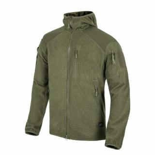 Bunda HELIKON ALPHA HOODIE Jacket - Grid Fleece - Olive Green Velikost: 3XL