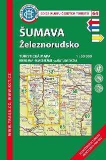 Laminovaná turistická mapa - Šumava, Železnorudsko, 10. vydání, 2018