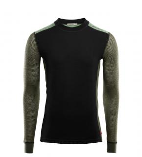 Merino triko ACLIMA WoolNet Hybrid Crew Neck Hiking 120g - Jet Black / Olive Night Velikost: XL