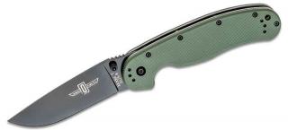 Ontario RAT-1 Black Plain - OD Green Handle