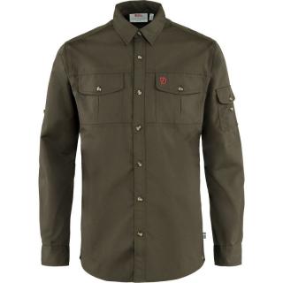 Plátěná košile FJÄLLRÄVEN Singi Trekking Shirt LS M - Dark Olive Velikost: XL