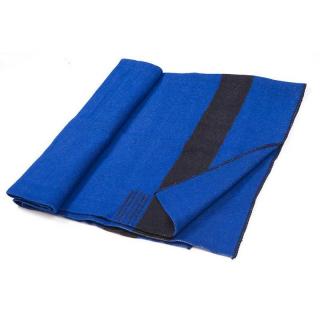 Silná vlněná deka Rainbow XII 160x210 cm - tmavě modrá s černým pruhem na obou koncích