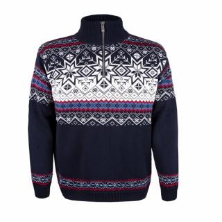 Svetr KAMA 50% Fine Merino - Norský vzor 4071 - modrý Velikost: M