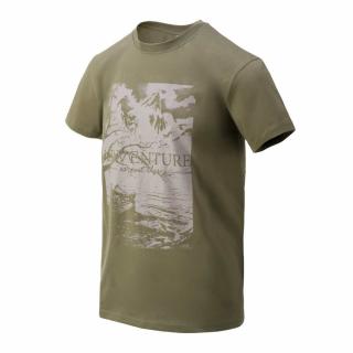 Tričko Helikon T-Shirt (Adventure Is Out There) - Olive Green Velikost: XL