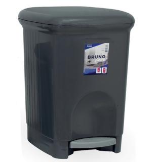 Pedálový odpadkový koš BRUNO, plastový, objem 16 litrů, barva černá