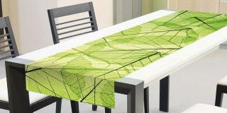 Běhoun na stůl - Zelené listy, 40x140cm, TS 006