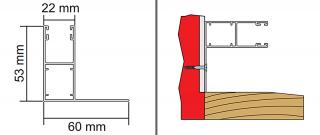 Boční vodící hliníková lišta pro venkovní roletu, 6 variant Varianta: 53x22x60mm, bílá