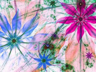Čtyřdílná vliesová fototapeta Barevné siluety květin FTN XXL 2492, 360x270cm
