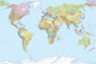 Čtyřdílná vliesová fototapeta Mapa světa, 368x248cm, XXL4-038