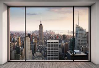 Čtyřdílná vliesová fototapeta Pohled na New York z bytu v podkroví, 368x248cm, XXL4-916