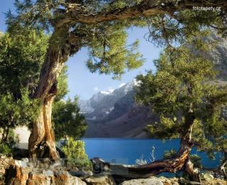 Čtyřdílná vliesová obrazová tapeta Horské jezero FTN xxl 1113, rozměr 360 x 270cm