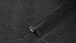 Dekorační obklad stěny - černý hexagon