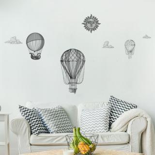 Dekorační samolepka na stěnu - Horkovzdušné balóny, 47x67 cm
