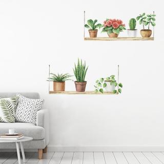 Dekorační samolepka na stěnu - Poličky s rostlinami, 47x67 cm
