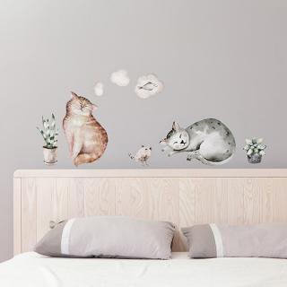 Dekorační samolepky na zeď - Kočky barevné, 31x31 cm, DOPRODEJ