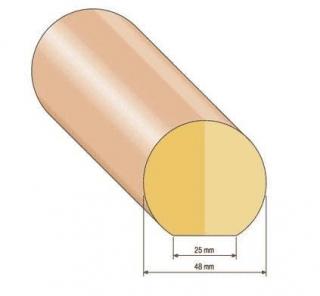 Dřevěné madlo kulaté, průměr 48 mm, BUK materiál, délka: buk, 1 metr