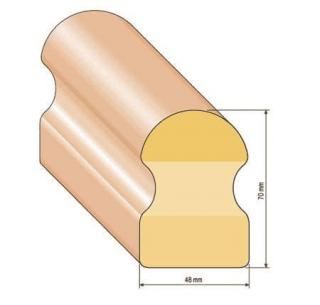 Dřevěné madlo vysoký profil, na zábradlí, profil 48x70 mm -  smrk Varianta: Madlo vysoký profil - smrk - 48 x 70 mm, řežeme na míru libovolnou délku