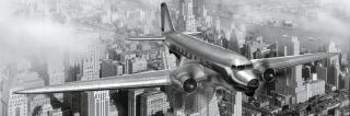 Dvoudílná vliesová fototapeta Letadlo nad New Yorkem, rozměr 375x150cm, MP-2-0006