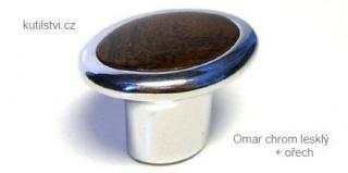 kovový knopek OMAR Varianta: OMAR chrom lesklý + ořech